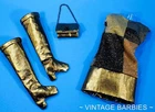 Vintage Barbie Doll Sized Gold Dess Boots & Purse Near Mint ~ 1960's
