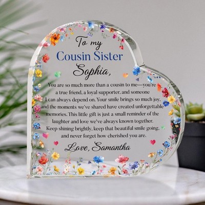 Personalized Cousin Heart Acrylic Plaque, Best Cousin Ever Birthday Xmas Gift