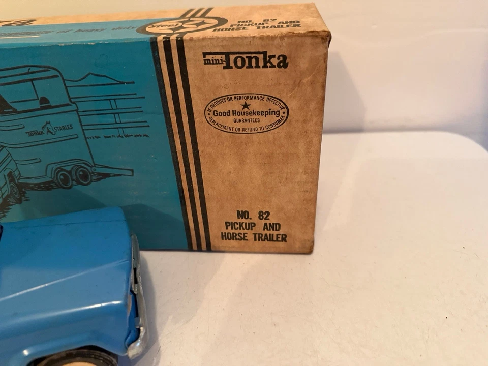 1967 MINI TONKA NO. 82 JEEP PICK UP CAMINHÃO CAVALO REBOQUE - Imagem 4 de 4