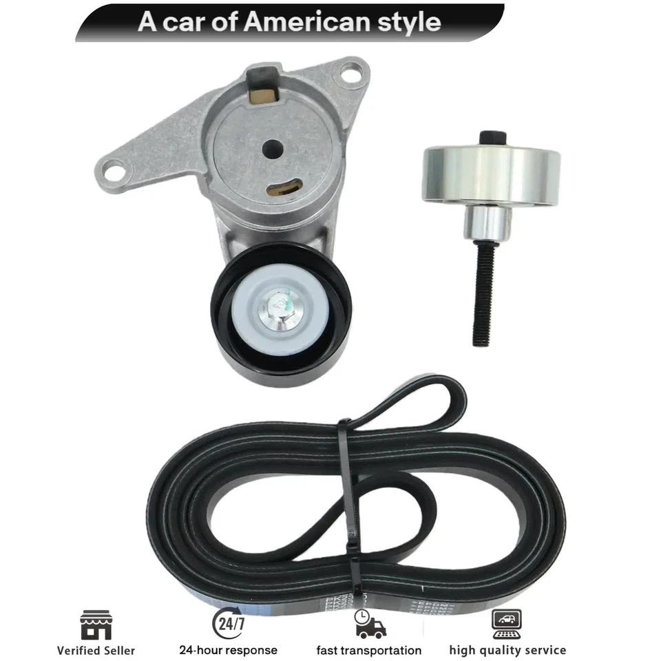 Fit Buick Enclave GMC Acadia Chevy Traverse Serpentine Belt Tensioner Pulley Kit Foto 4 de 4