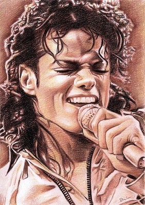 Original Zeichnung von Michael Jackson im Buntstift.
