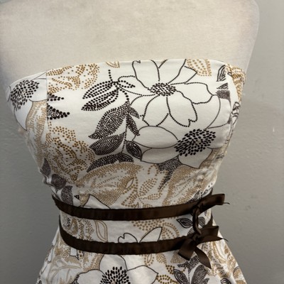 Vintage Floral Fit And Flare Dress Bow Detail Women Small