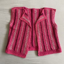 Vintage Crochet Handmade Pink Vest Striped Hippie Boho