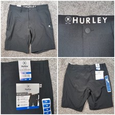 Hurley All Day Hybrid Short Black 4-Way Stretch Reflective Logo Mens Sz 38 NEW