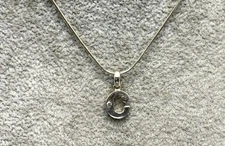 Sterling Silver, CZ Accent Initial "C" Pendant Necklace