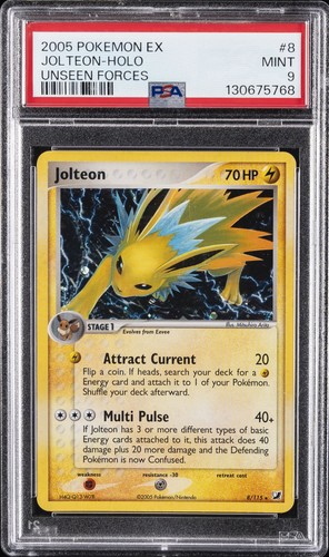2005 POKEMON EX UNSEEN FORCES #8 JOLTEON-HOLO PSA 9