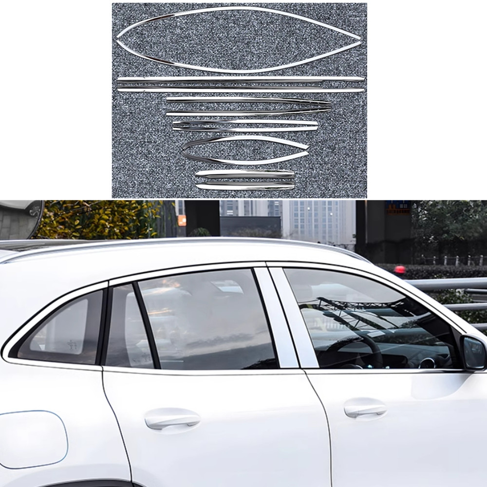 Fits Benz GLA 2021-2025 Chrome stainless Windows Strip Sill Molding Cover Trim
