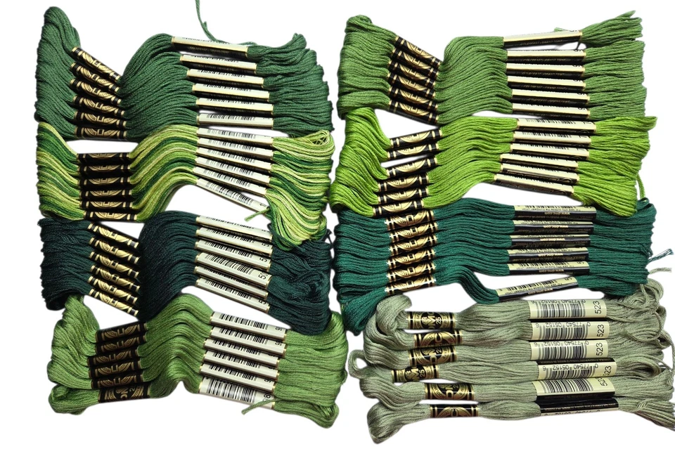 DMC 48 Skeins Mouline Special 25 Thread Assorted Greens Floss Cotton France - Image 4 of 4