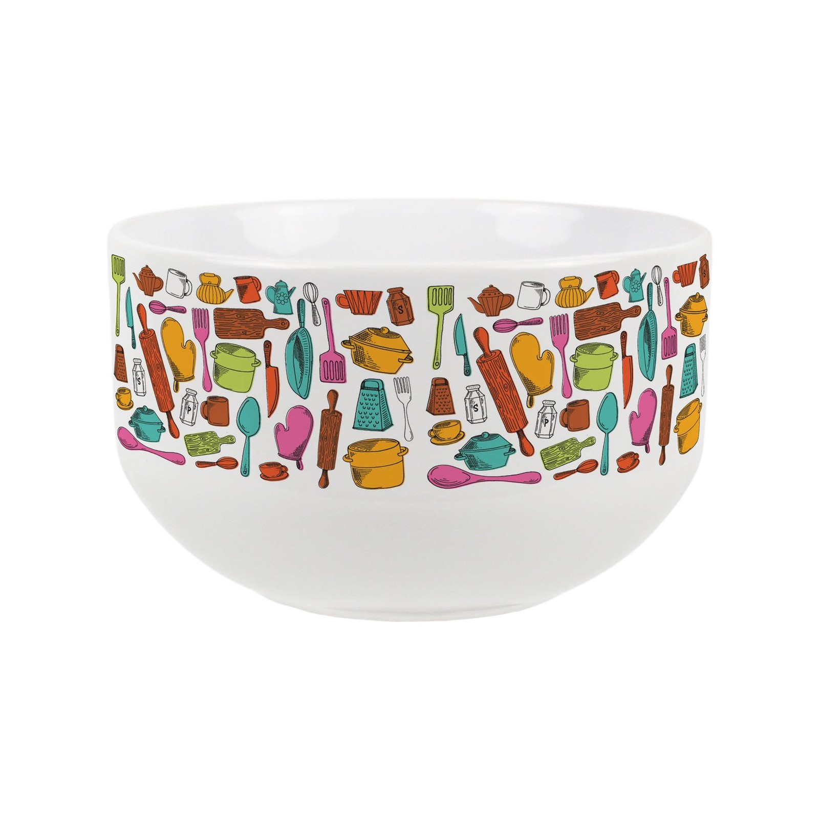 Kitchen Icons Small Ceramic Mixing Bowl - Food Preparation Kitchen Gifts