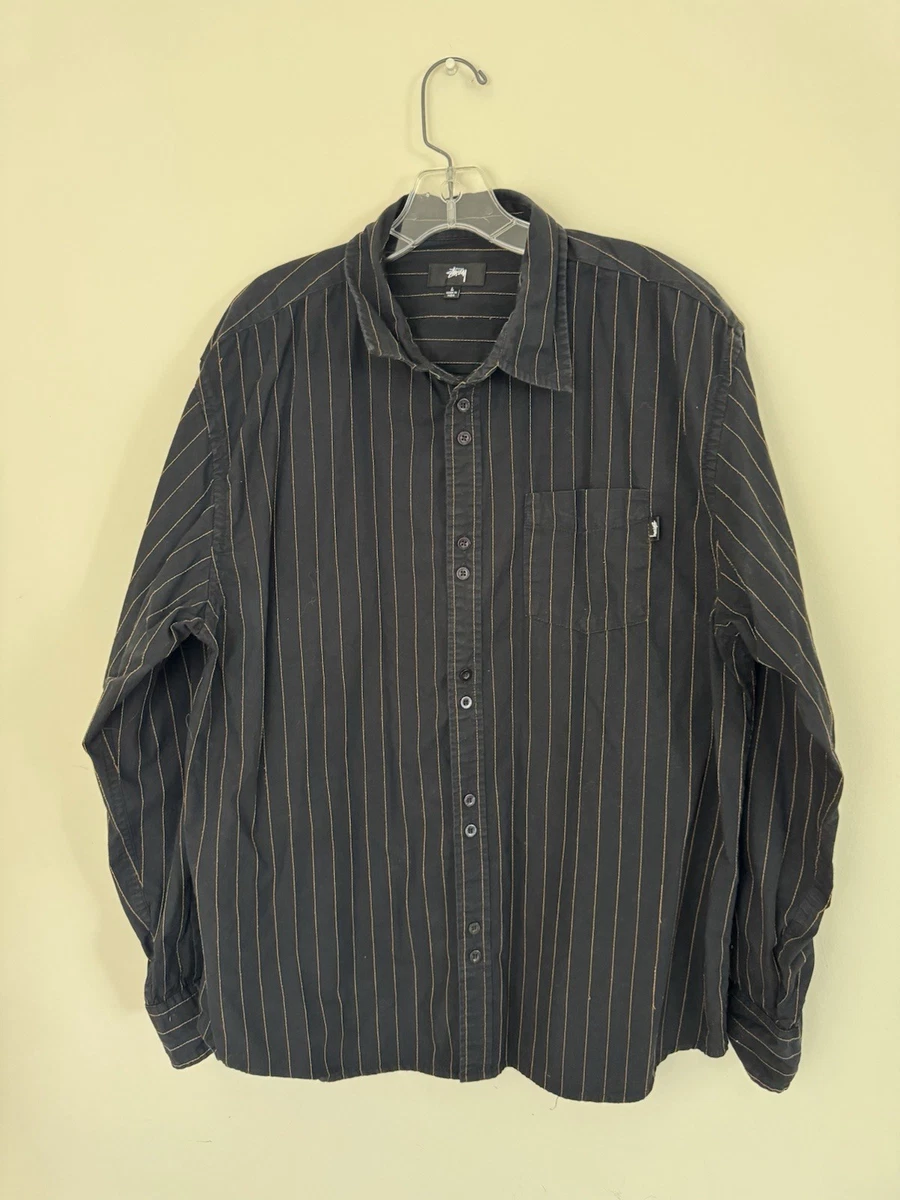 Stussy Long Sleeve Striped Casual Button-Down Shirts for Men for