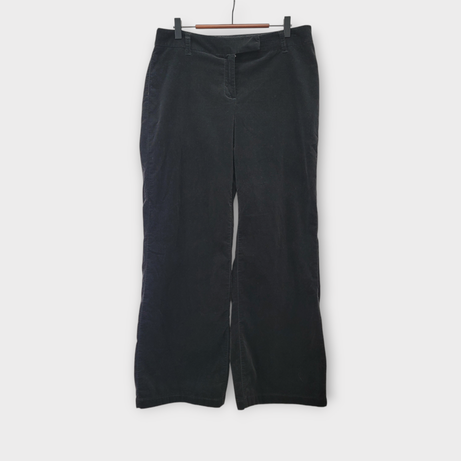 Chicos Velvet Wide Leg Pants Size 1 (Medium/8) Black Mid Rise Stretch