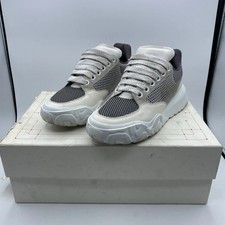 Alexander McQueen Court Trainer Sneaker Size 38 White Black Free Ship in Box 