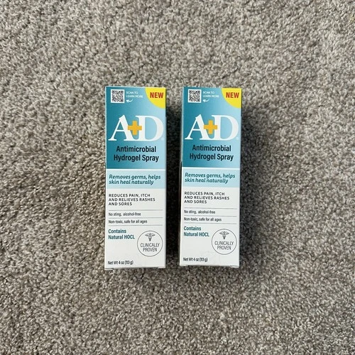 NEW 2 A+D Antimicrobial Hydrogel Spray Removes Germs Helps Skin Heal Exp 3/11/27