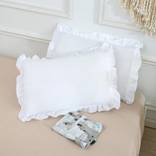 Ruffled Pillow Shams, Pack of 2 Edge Ruffled Pillow Cases 100 Brushed Microfibe