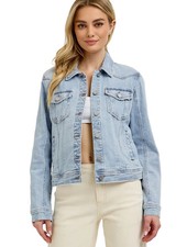RISEN Classic Denim Jacket Light Wash with Button-up Front and Relaxed Fit