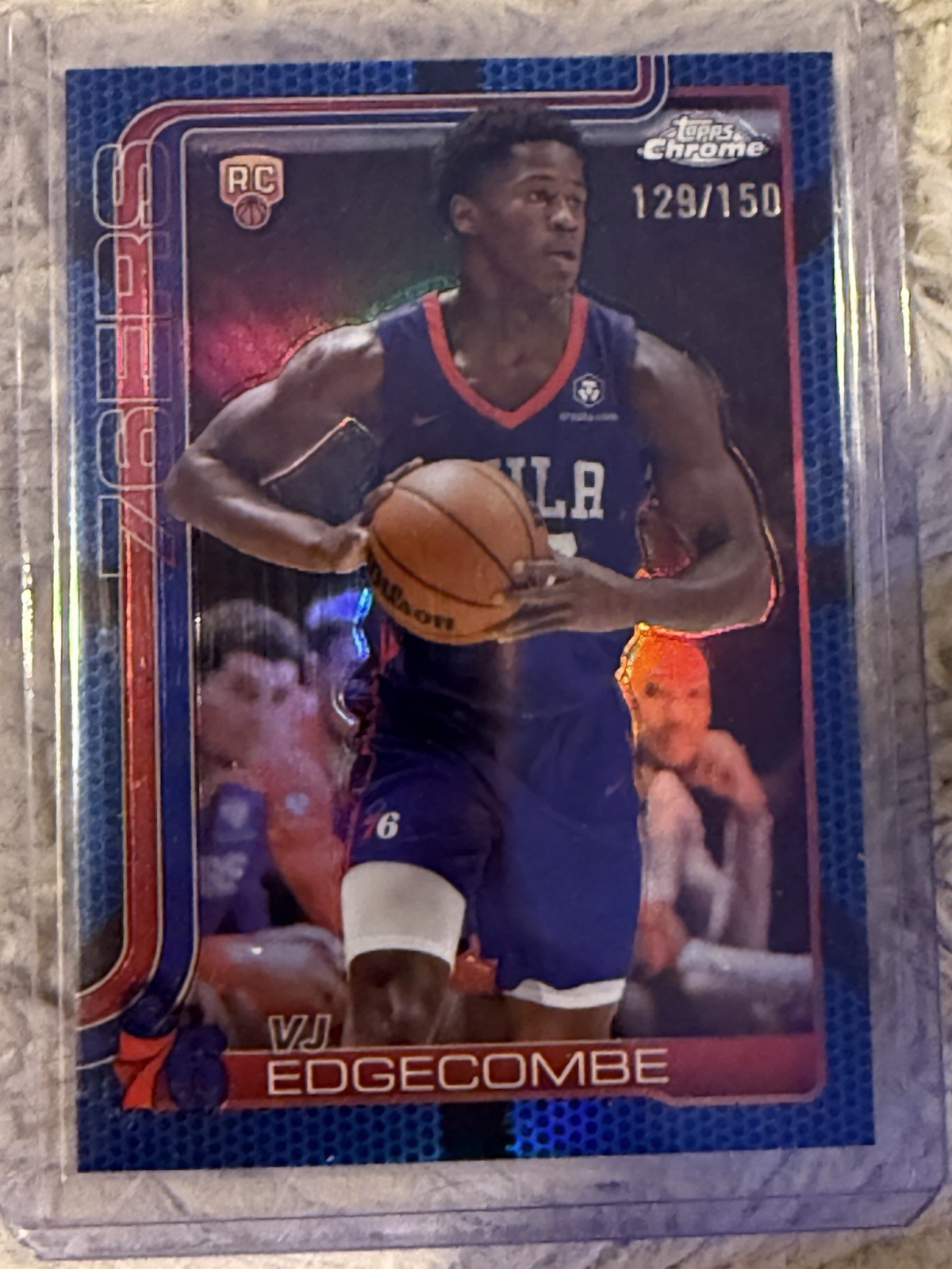 2025-26 Topps Chrome - VJ Edgecombe #253 Blue Basketball Refractor /150 (RC)