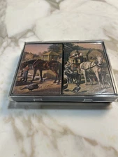 Vintage Redislip Playing Cards Double Deck Horse Farm Scene Sealed USA 