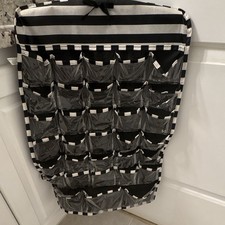 Over-the-Door Hanging Shoe Organizer, 20 Pockets, Black/White Fabric