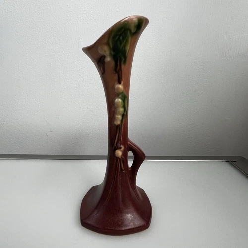 Roseville USA Art Pottery Snowberry Bud Vase 1BV-7"