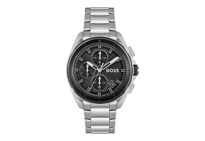 Orologio cronografo Hugo Boss Avery con quadrante nero e cinturino in pelle nera da uomo - 1514211