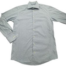 Eton Shirt Mens 15.5 Slim Blue Check Poplin Dress Long Sleeve Button Front 39