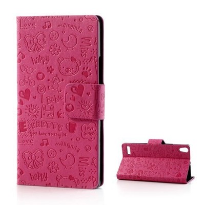 GRAFFITI Huawei Ascend P6 Business Case Cover Etui Flip deep pink