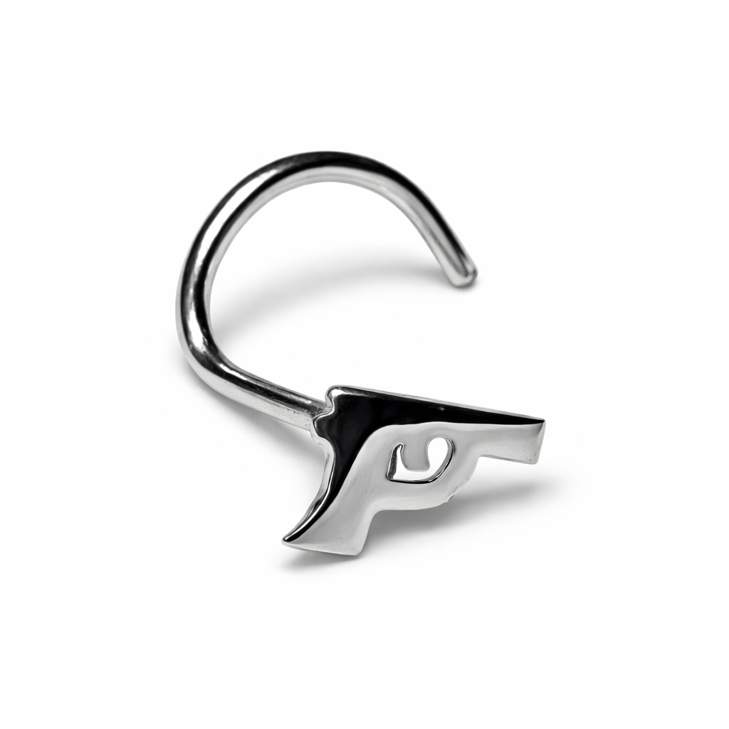 Gun Nose Stud Silver 20G Titanium Nose Curl Bar Pistol Firearm Cute Piercing