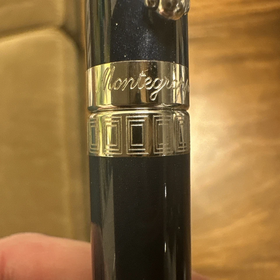 MONTEGRAPPA 1912 ESPRESSIONE BLUE CELLULOID SILVER 925 ROLLERBALL PEN VTG RARE - Image 4 of 4