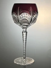 Exquisite AJKA Cleanthe Amethyst Purple Cut to Clear Crystal Wine Hock EUC