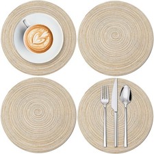 7 Inch Round Braided Placemats Set of 4 Washable Heat Resistant Kitchen Table