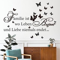 Wandsticker SprüChe Familie Wandtattoo Zitate Schwarz Liebe Deko Wohnzimmer