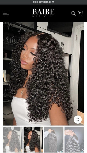 BAIBE OFFICIAL 30" Large HD Closure Wig Deep Curl Middle Part Black Curly