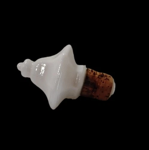 Vintage White Milk Glass Decanter Finial With Cork Stopper