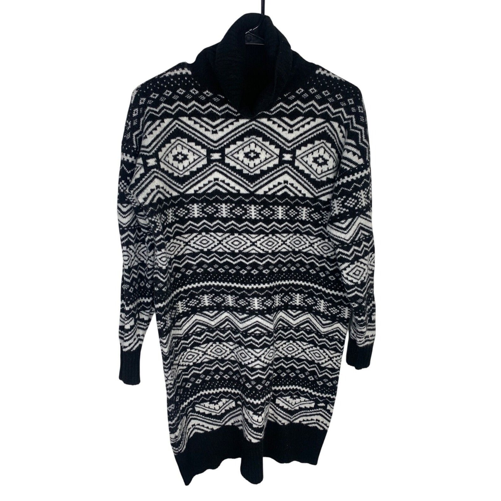 Loft Black & White Geometric Pattern Sweater Dress Size S Womens Long Sleeve