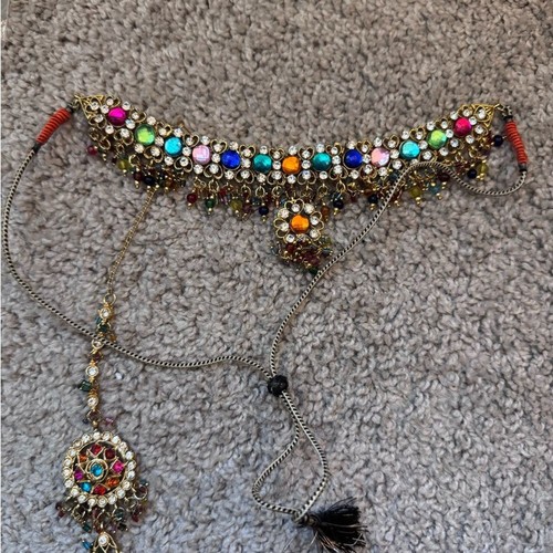 Indian Bridal Hair Jewelry Set – Maang Tikka + Matha Patti (2-Piece Set)