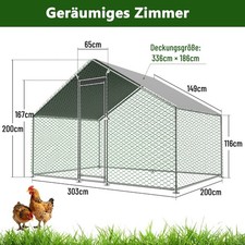Hühnerstall Hühnerhaus Freilaufgehege Kleintierstall Geflügelstall- 3x 2 x 2m