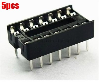 5Pcs 14 Pin Solder Type Dip Sip Socket Adaptor Ic New pr