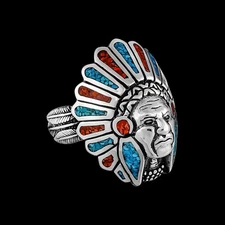 Indian Chief Ring, Native American Jewelry, Navajo Chief Ring, Headdress...