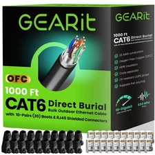 GEARit Cat6 Outdoor Ethernet Cable Cat 6 DIY Kit - 1000ft Bulk Cable