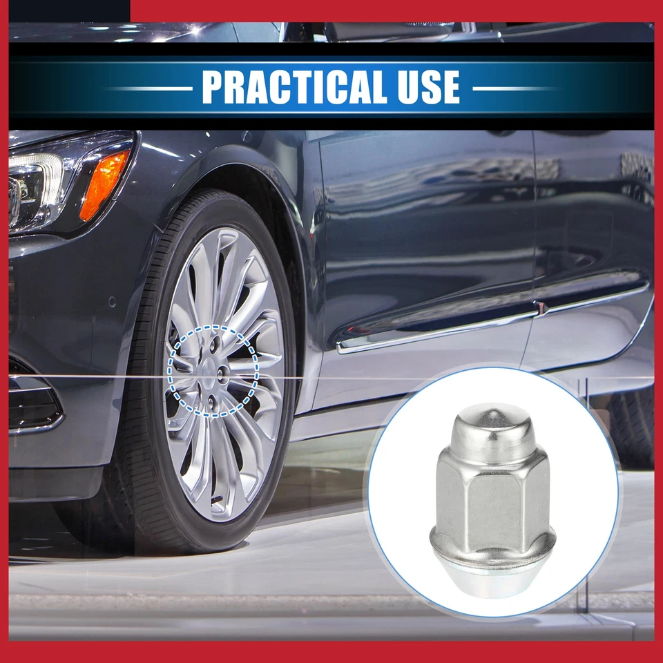 Paquete de 5 tuercas de rueda para Chevrolet Malibu Impala M12 x 1,5 tono plateado Foto 2 de 4
