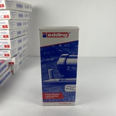 Edding 751 Red Paint Marker Box of 10 1-2mm Fine Tip Industrial Markers
