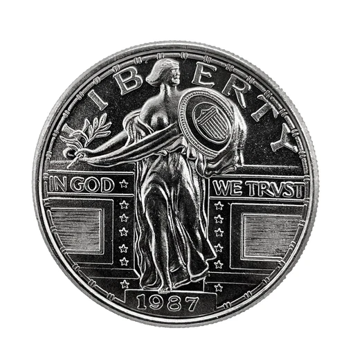 1987 Standing Liberty Quarter Design 25c 1 oz 999 Silver BU Coin