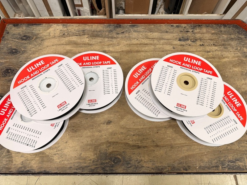 Uline black Hook & Loop Tape set of 6 (S-12730 & S-12731) 75 ft Brand New