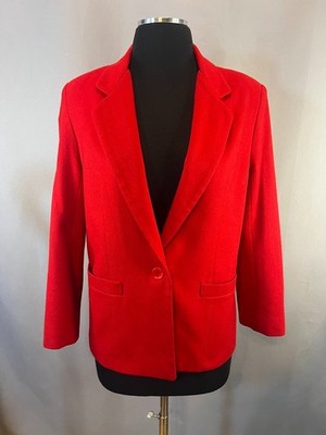 Vintage Dumas Petite Red 100% Wool Blazer Jacket Made in USA Single Button Lined