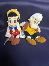 Disney Store Pinocchio Gepetto Mini Bean Bag Plush 8" Set of 2