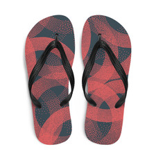 Red Abstract Summer Flip-Flops Women's Sandals Slate Blue Black Strap Rubber