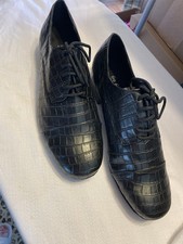 Go Go Dance Men Ballroom Latin Black Leather / Wood Chip Print Shoes Size 9