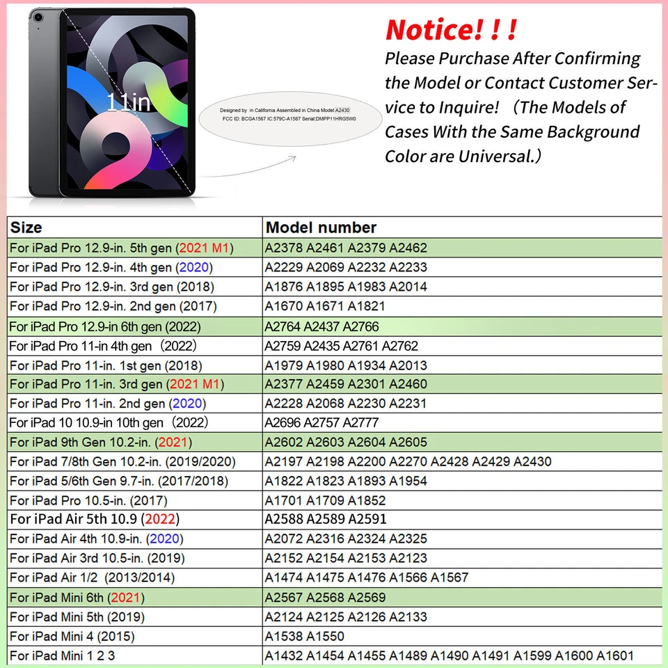 Smart Case for iPad 5/6/7/8/9/10th Generation Air Pro Mini Leather Stand Cover - Image 2 of 4