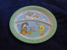 2 Section Round Child's Plastic Plate, Baby Bugs,Tweety Daffy, Zak's Designs