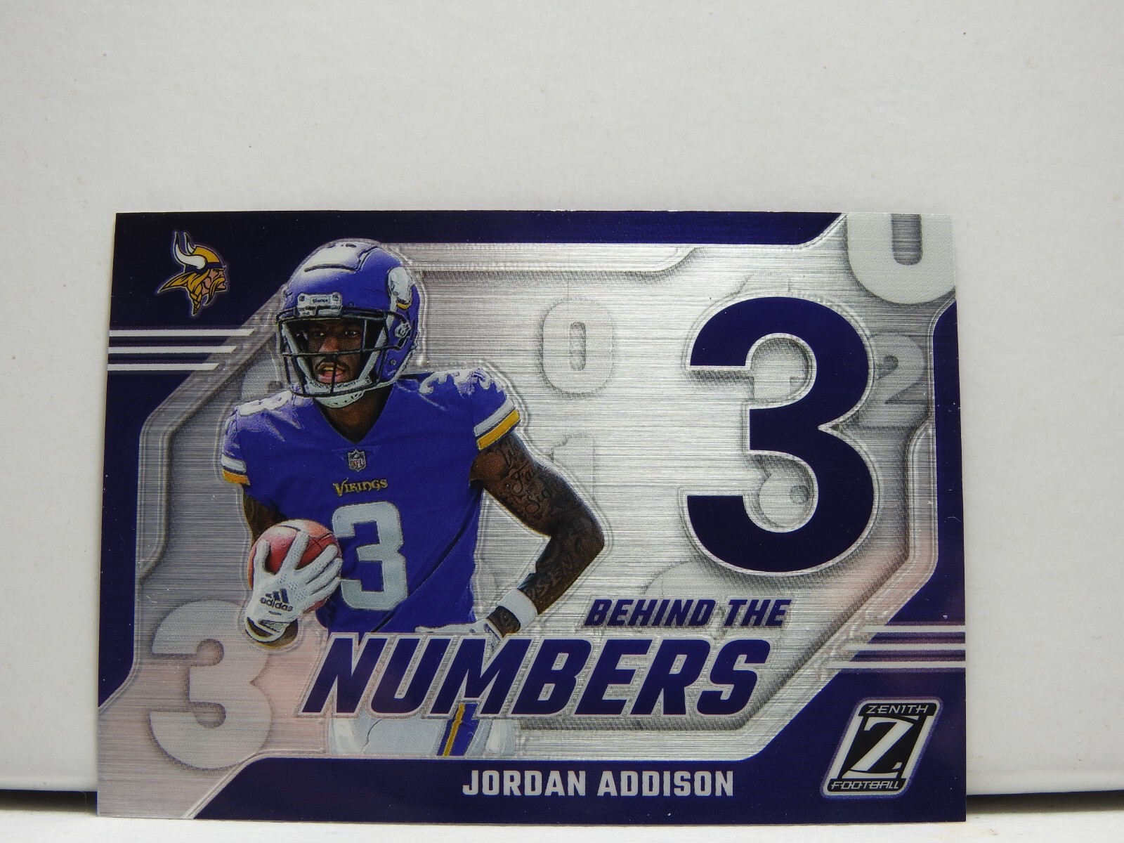 2023 Panini Zenith Jordan Addison Behind The Numbers #14 Minnesota Vikings